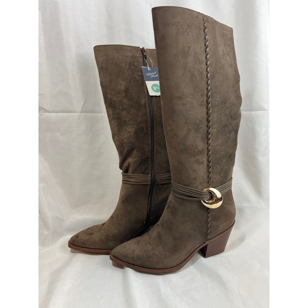 Universal Thread Womens Tall Faux Suede Boots Pointed Toe Block Heel Brown 9.5
